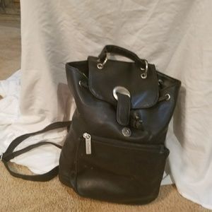 Black leather backpack